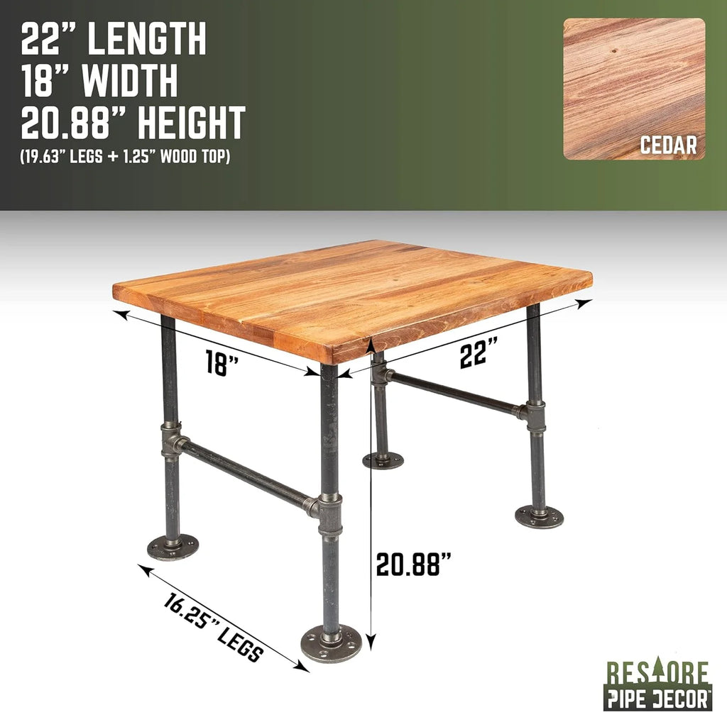 Wood End Table with Industrial Pipe Legs Q62951