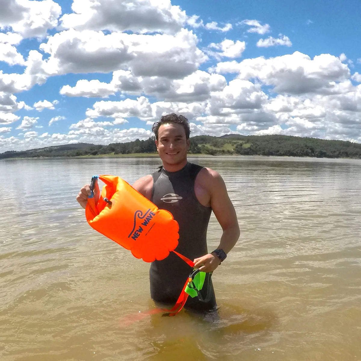 Swim Buoy Drybag for Open Water Swimmers, 20 Liter Orange PVC F876727