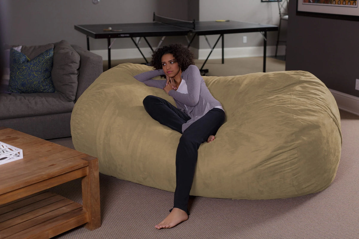 Charcoal 7.5 ft Memory Foam Bean Bag Chair Q41064