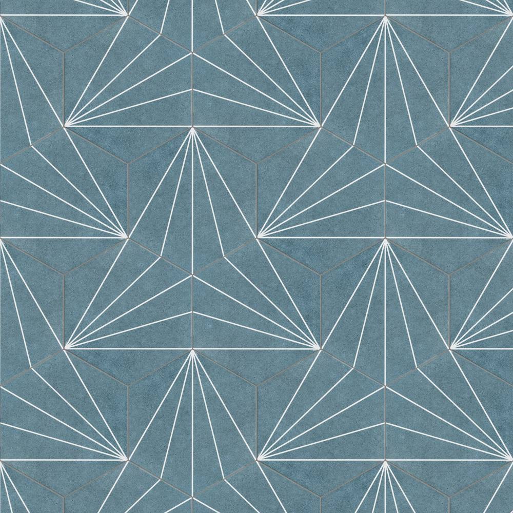 Aster Hex Azul Encaustic Porcelain Floor and Wall Tile N322