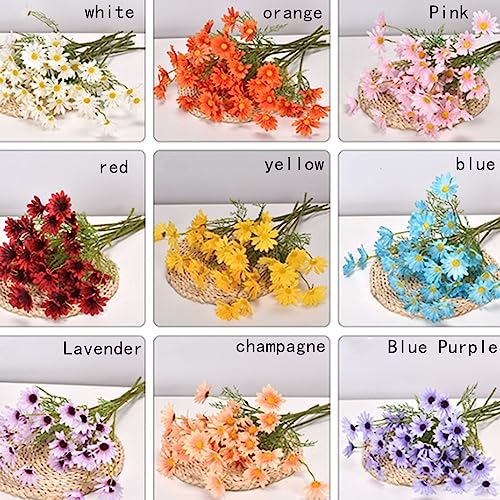 12 Bundles Artificial Silk Daisy UV Resistant Outdoor Fake Wildflowers with Stems Greenery Shrubs Plants (orange) M223