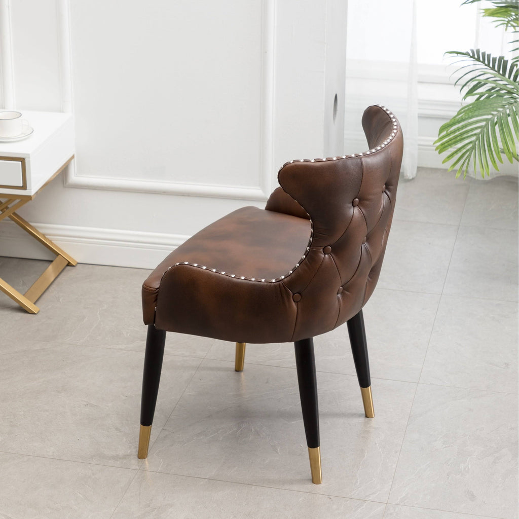 Brown Faux Leather Tufted Accent Chair C274851