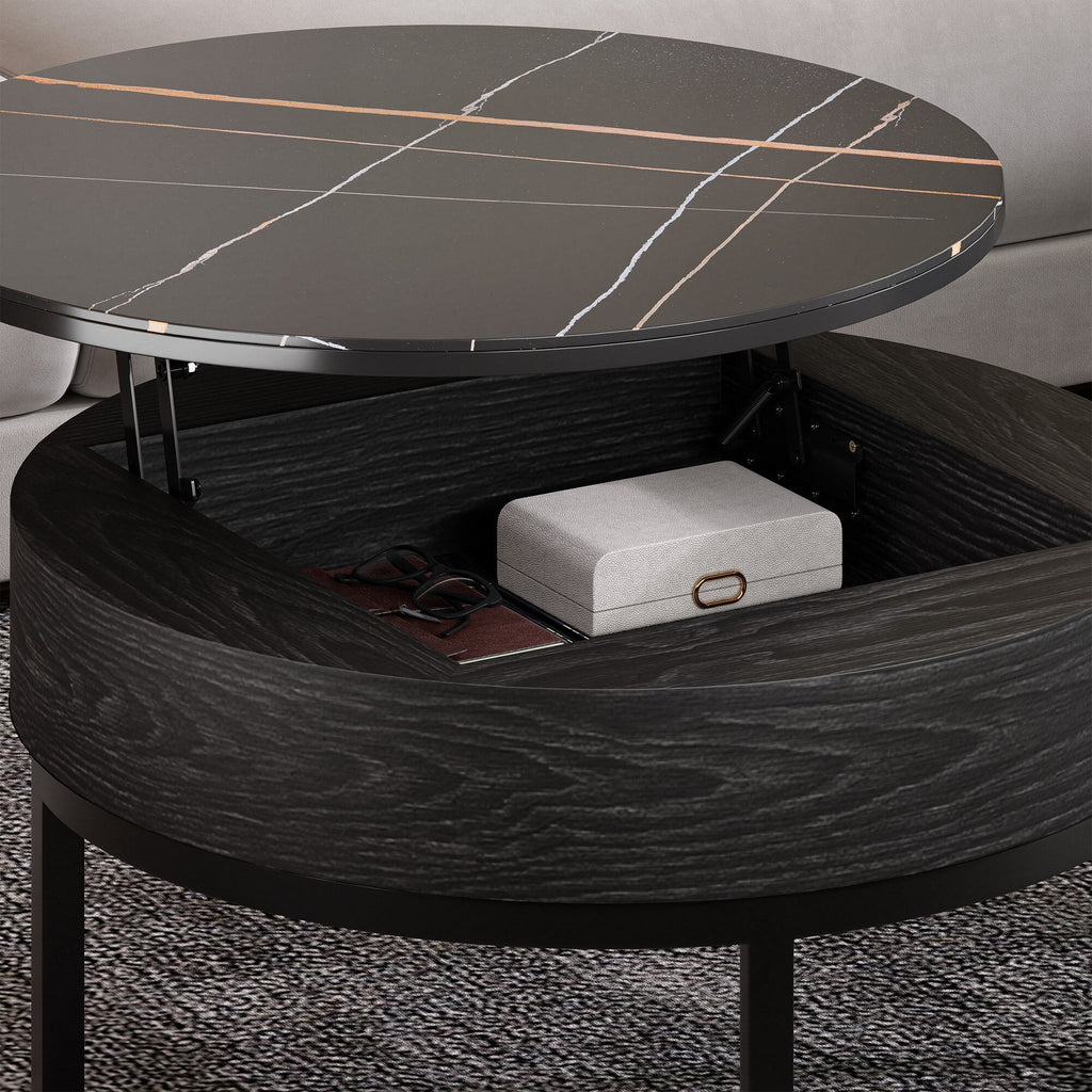 Round Lift-Top Nesting Coffee Table Set with 2 Drawers I770833