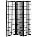 Black 3 Panel 5 ft. Tall Window Pane Shoji Screen J83070