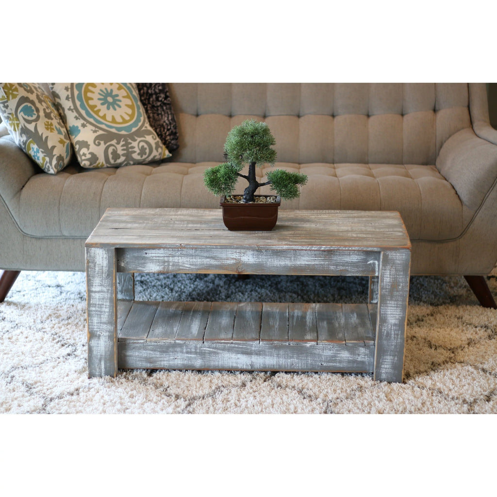 Unfinished Wood Coffee Table with Shelf S210545