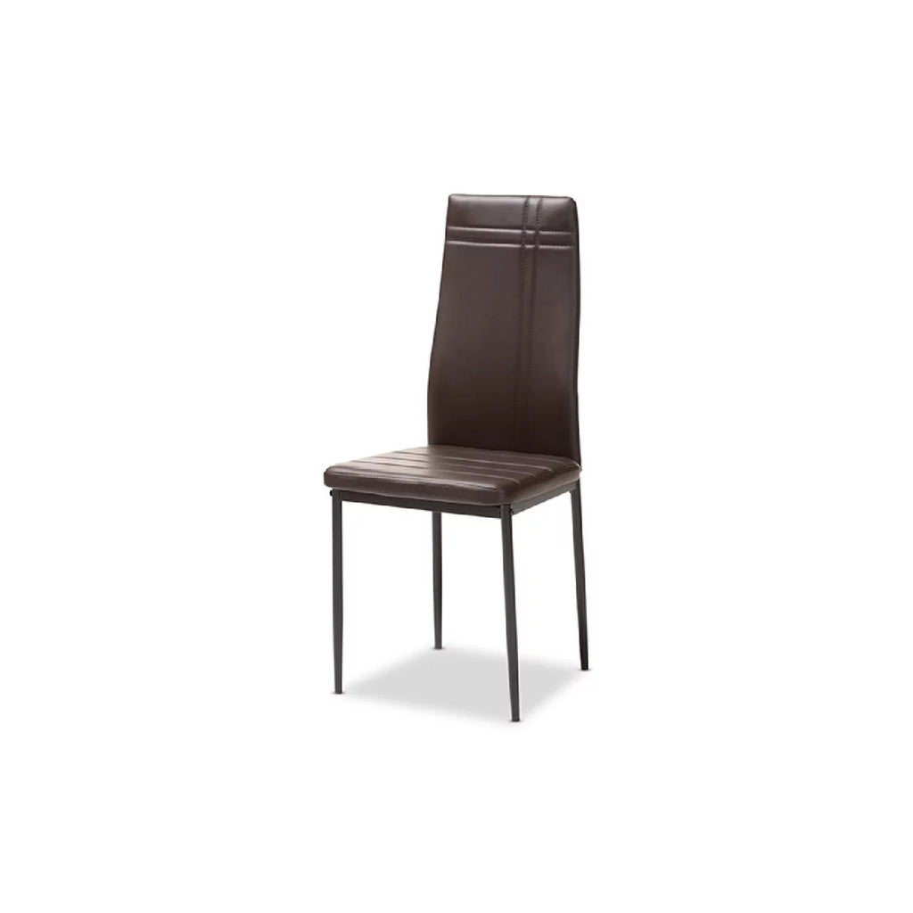 Brown Faux Leather Upholstered Dining Chair Set of 4 C824