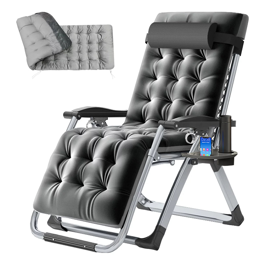 Zero Gravity Chair with Side Table, Padded Lounge Chair, Black Y215908