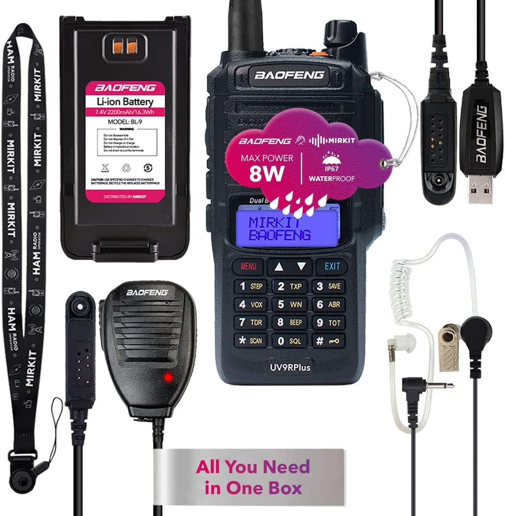 2pcs Waterproof Handheld Radio with USB Programming Cable & 2200mAh Battery, IP67 T8020