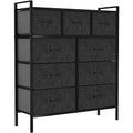 9-Drawer Fabric Dresser with Steel Frame and Wooden Top J12220