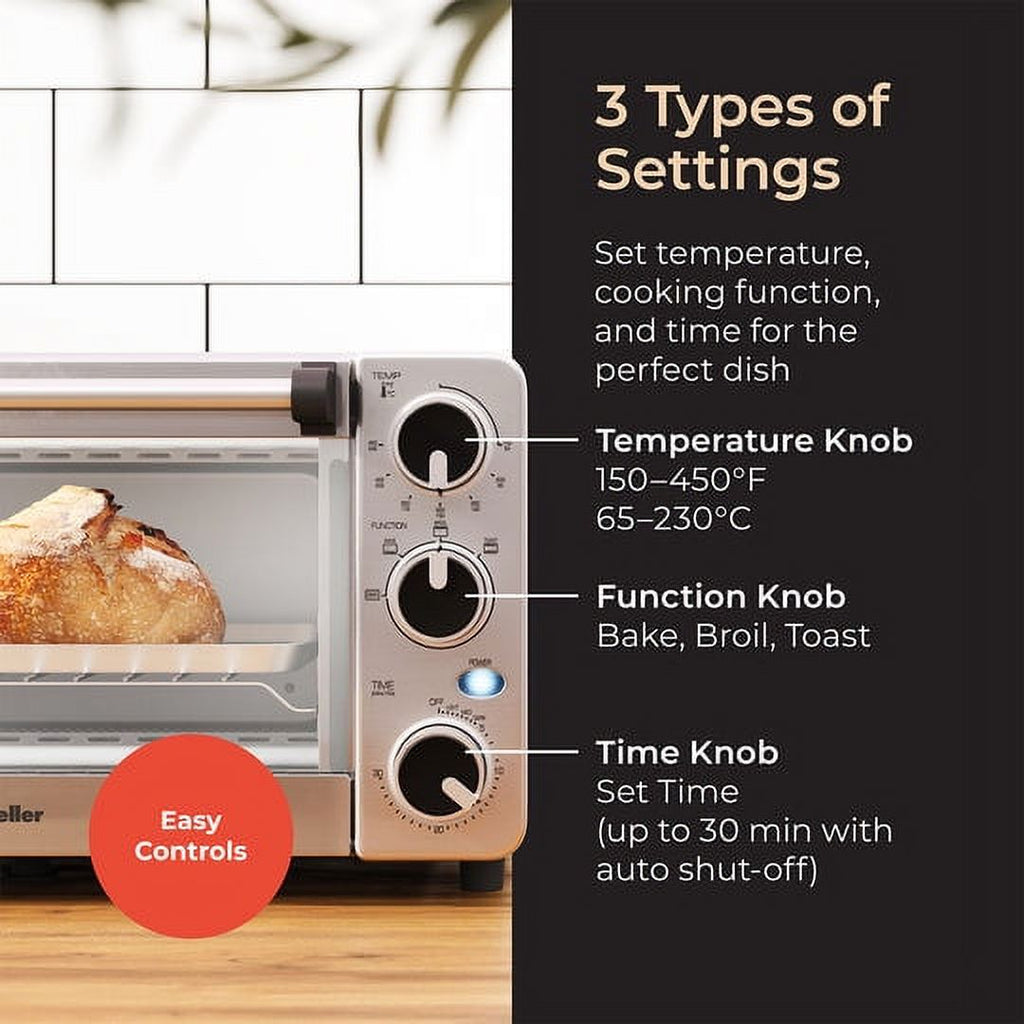 Stainless Steel 4 Slice Toaster Oven with 30 Minute Timer G6384