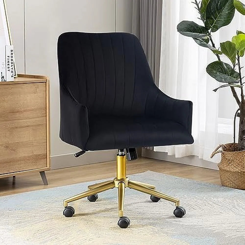 Velvet Tufted Desk Chair with Gold Base M6894