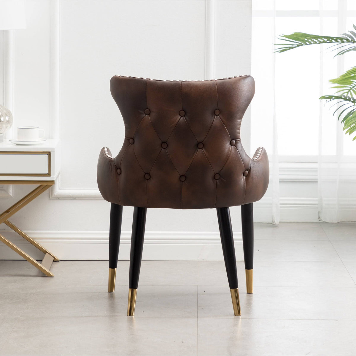 Brown Faux Leather Tufted Accent Chair C274851
