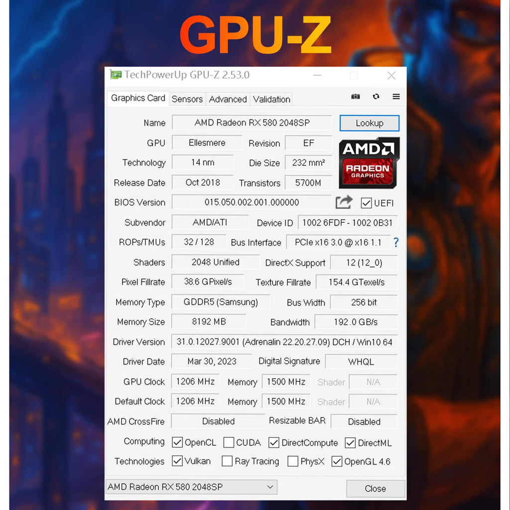 AMD Radeon RX580 8GB 256 Bit GDDR5 Dual Fans Graphic Card M824745