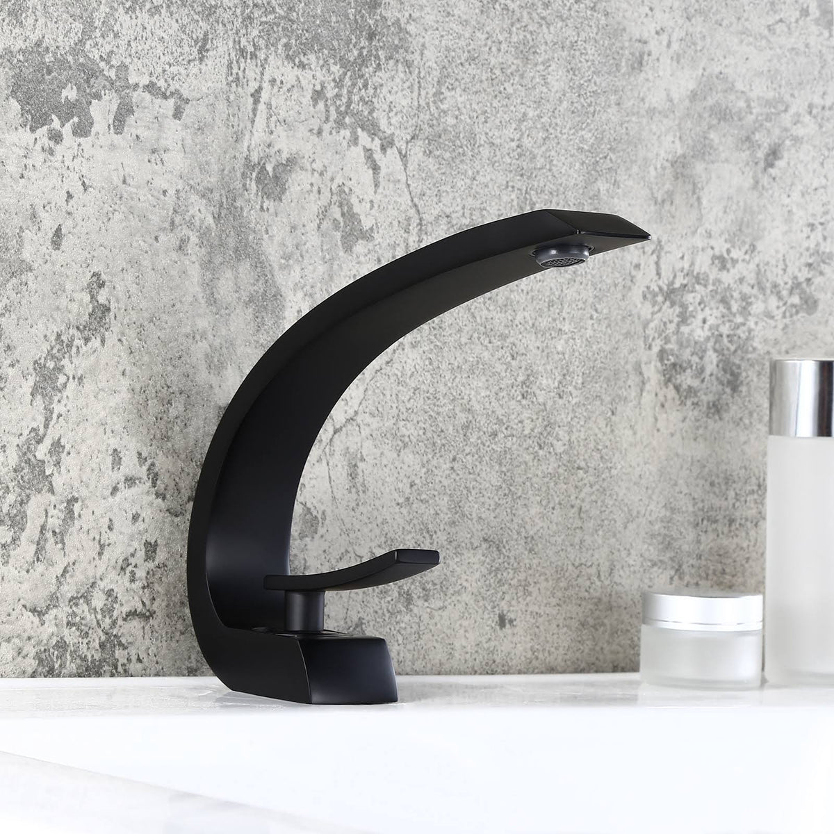 Matte Black 1-Handle Sink Faucet with Pop Up Drain D836