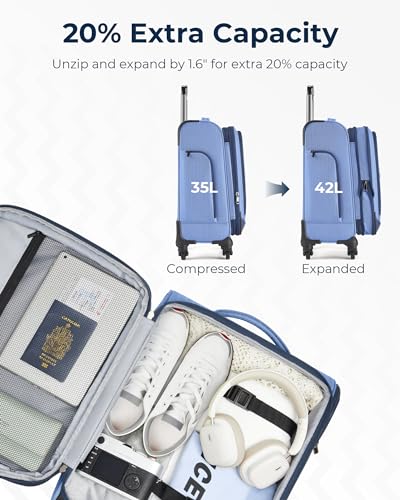 Gray 20 inch Softside Carry-On Luggage with Spinner Wheels T176453