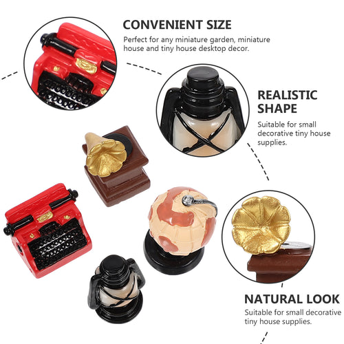 16 Pcs Resin Dollhouse Phonograph Model J15720