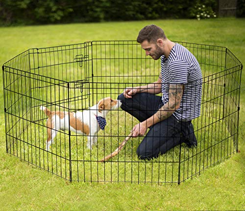 Black 8 Panel 24 Inch Pet Playpen A56281