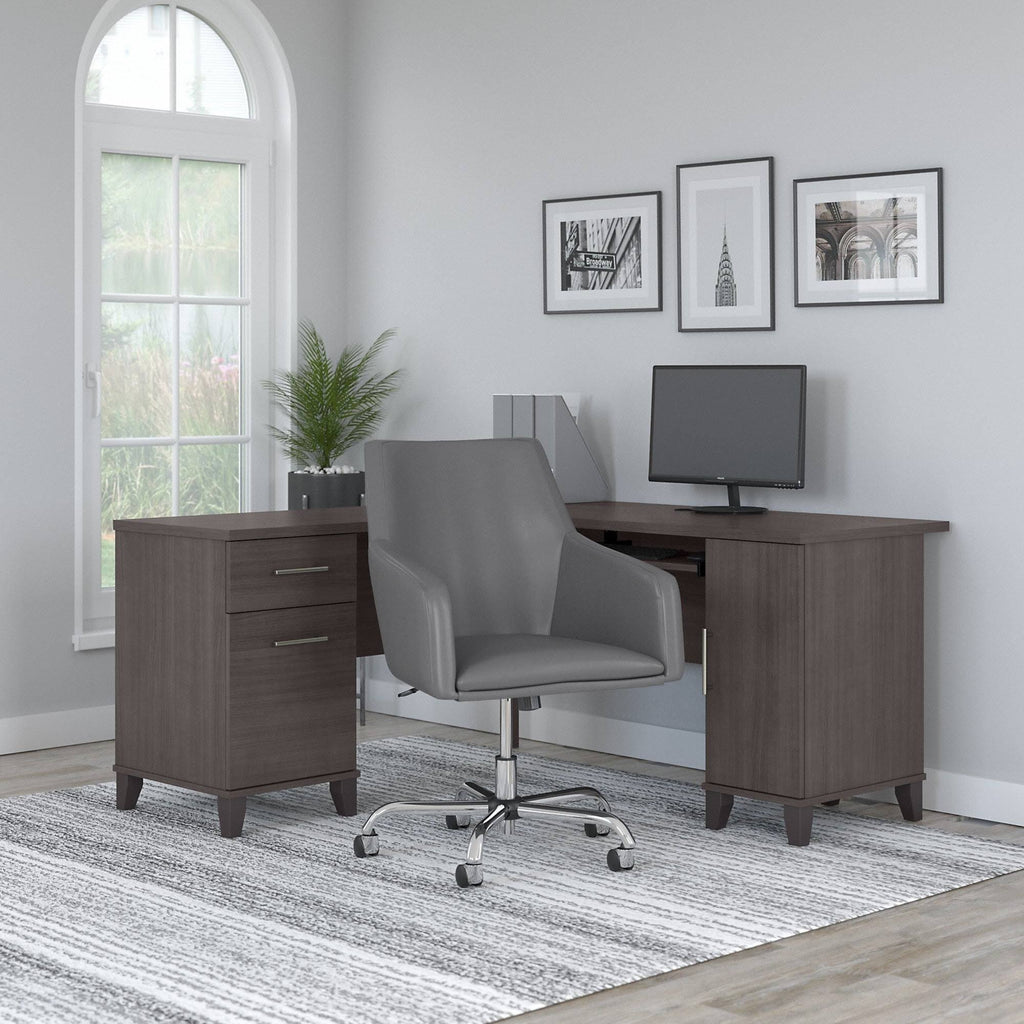 L Shaped Desk and Chair Set in Storm Gray D13061