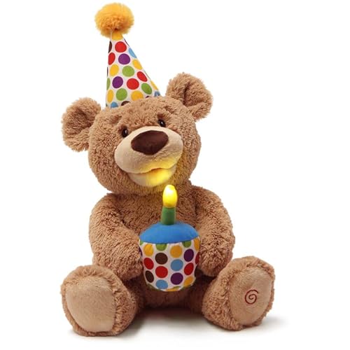 Glow-in-The-Dark Singing Stuffed Animal Plush Toy, Brown, 10” T858