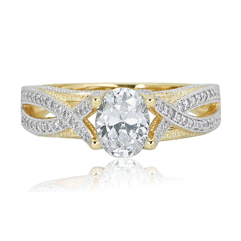 10K Yellow Gold Oval-shaped 1.25 Carat Simulated Diamond CZ Ring R539502