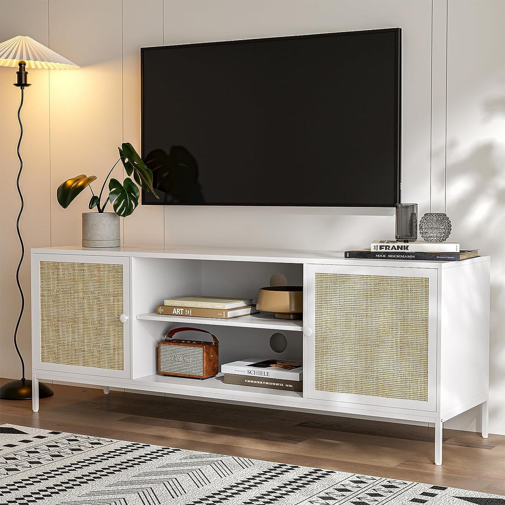 White Rattan TV Stand for 65 Inch TV W33137
