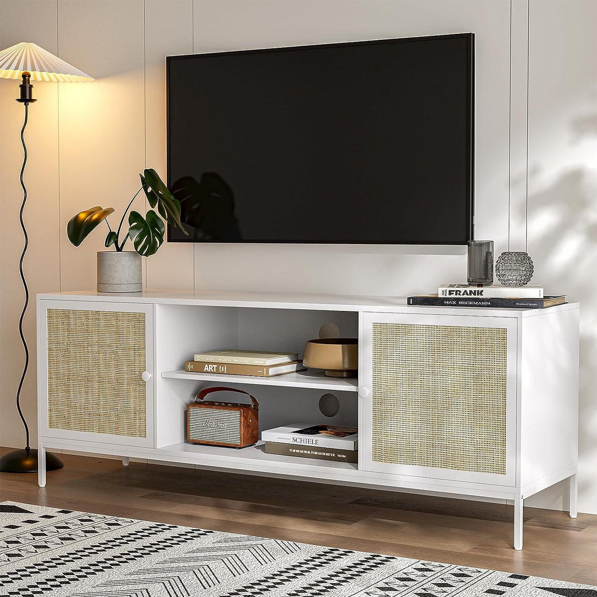 White Rattan TV Stand for 65 Inch TV W33137