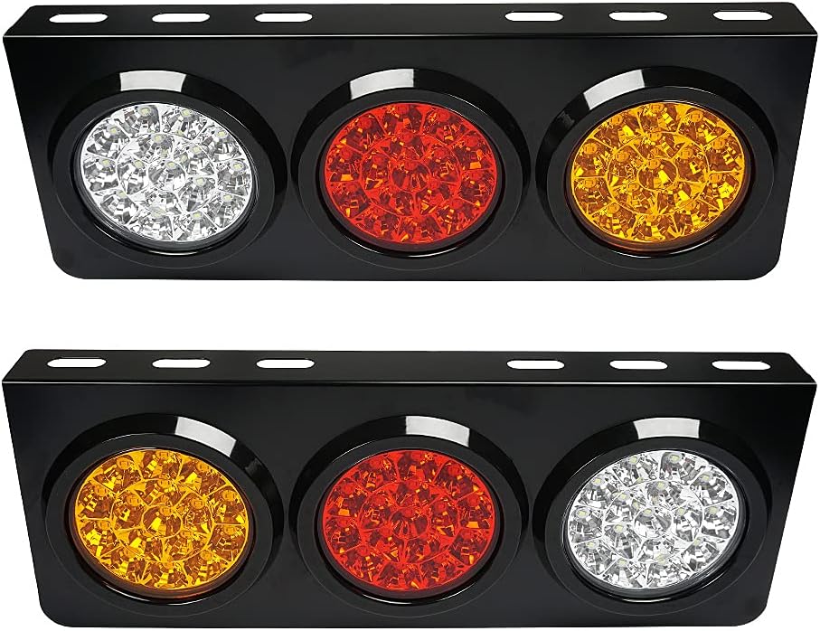 LED Truck Trailer Tail Lights with Iron Bracket Base, 48-LED, DC12-24V, 2 PCS O319