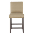 Natural Linen Counter Height Barstool with Brass Nail Buttons U32079