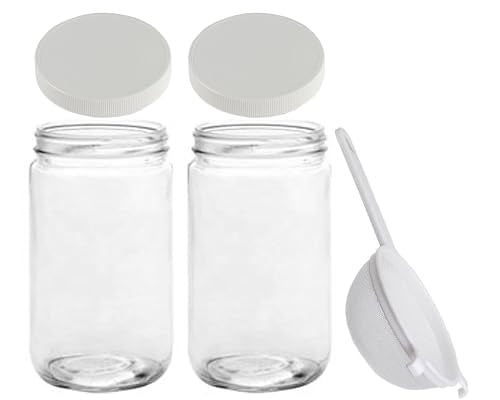 32 Oz Wide Mouth Glass Jars with Lids I86548