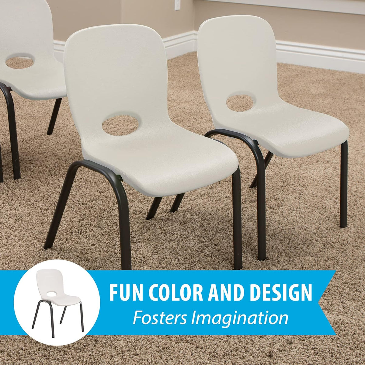 Kids Stacking Chair and Kids Folding Table, Almond P544269