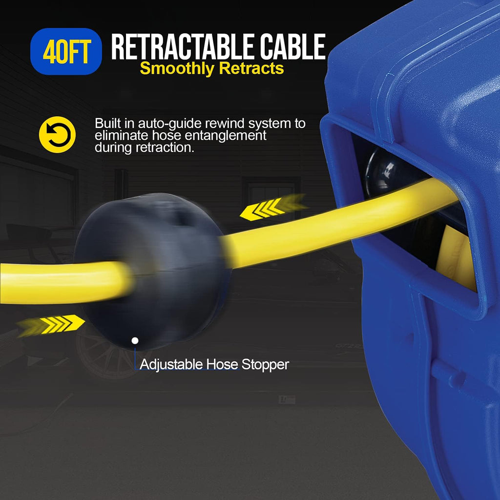 Extension Cord Reels 12AWG 40 FT SJTOW Cable with LED Light-Up Tap X339789