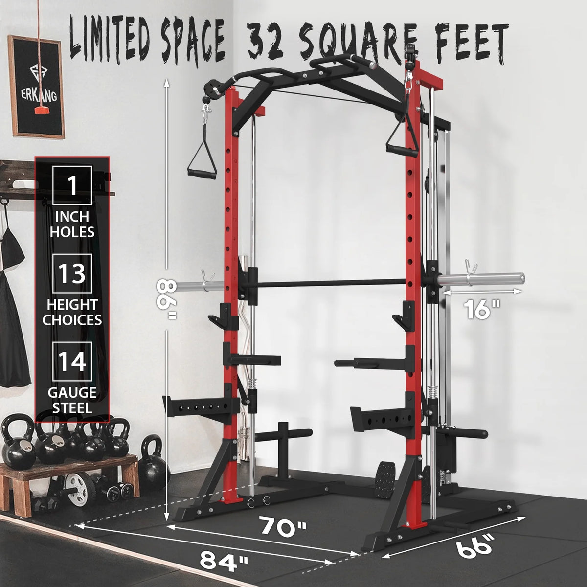 Smith Machine Squat Rack with Cable Crossover System O930997