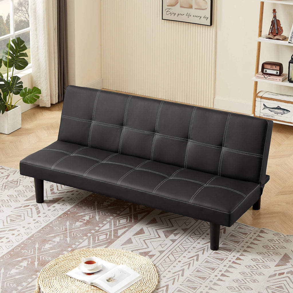 Black PU Convertible Sofa Bed M71558