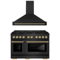 48 In. Gas Range and Range Hood in Black Stainless Steel J908