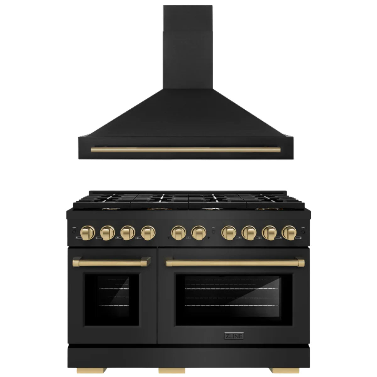 48 In. Gas Range and Range Hood in Black Stainless Steel J908