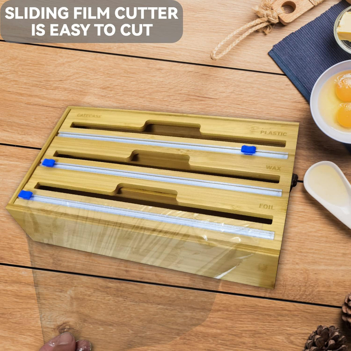 3 in 1 Plastic Wrap Dispenser with Slide Cutter Y773