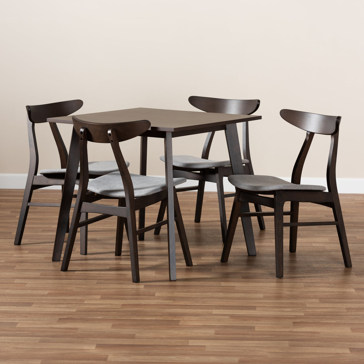5-Piece Light Grey Fabric Wood Dining Set M77299