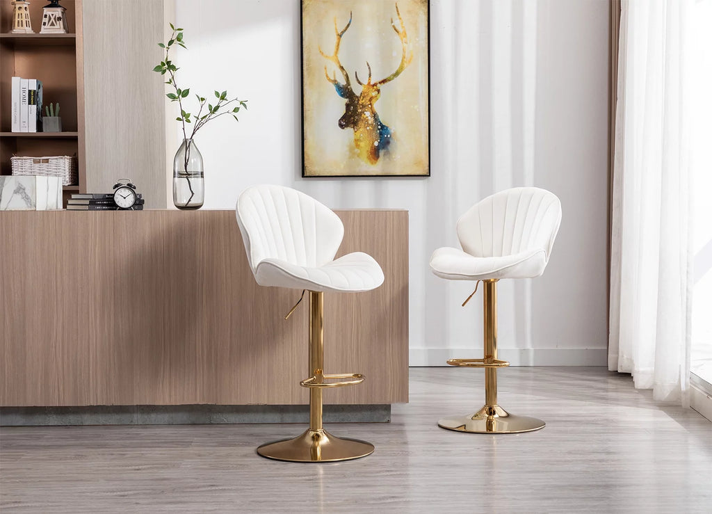 Velvet Upholstered Swivel Bar Stools Set of 2 T44293