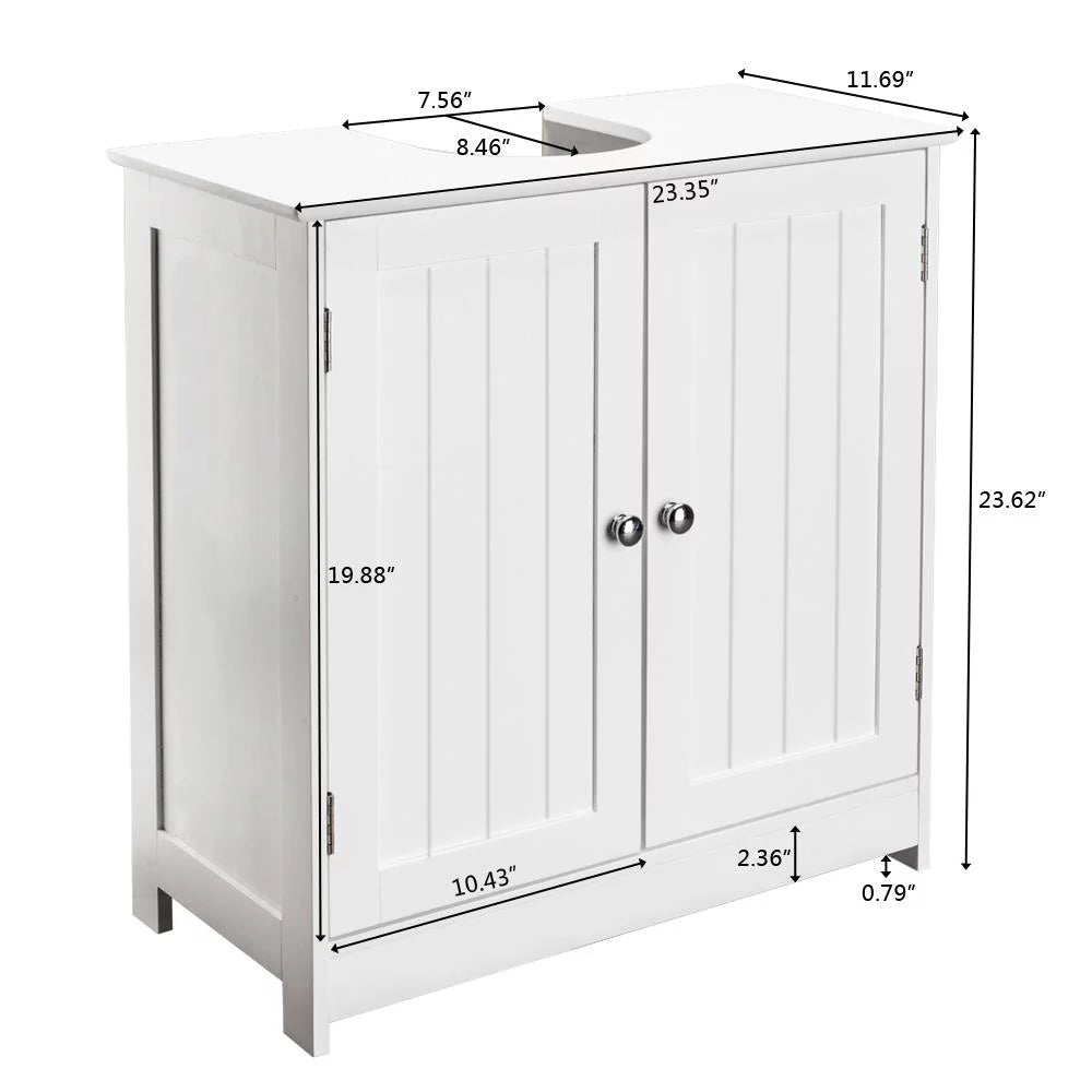 White Under Sink Bathroom Vanity Cabinet with Shelves M314