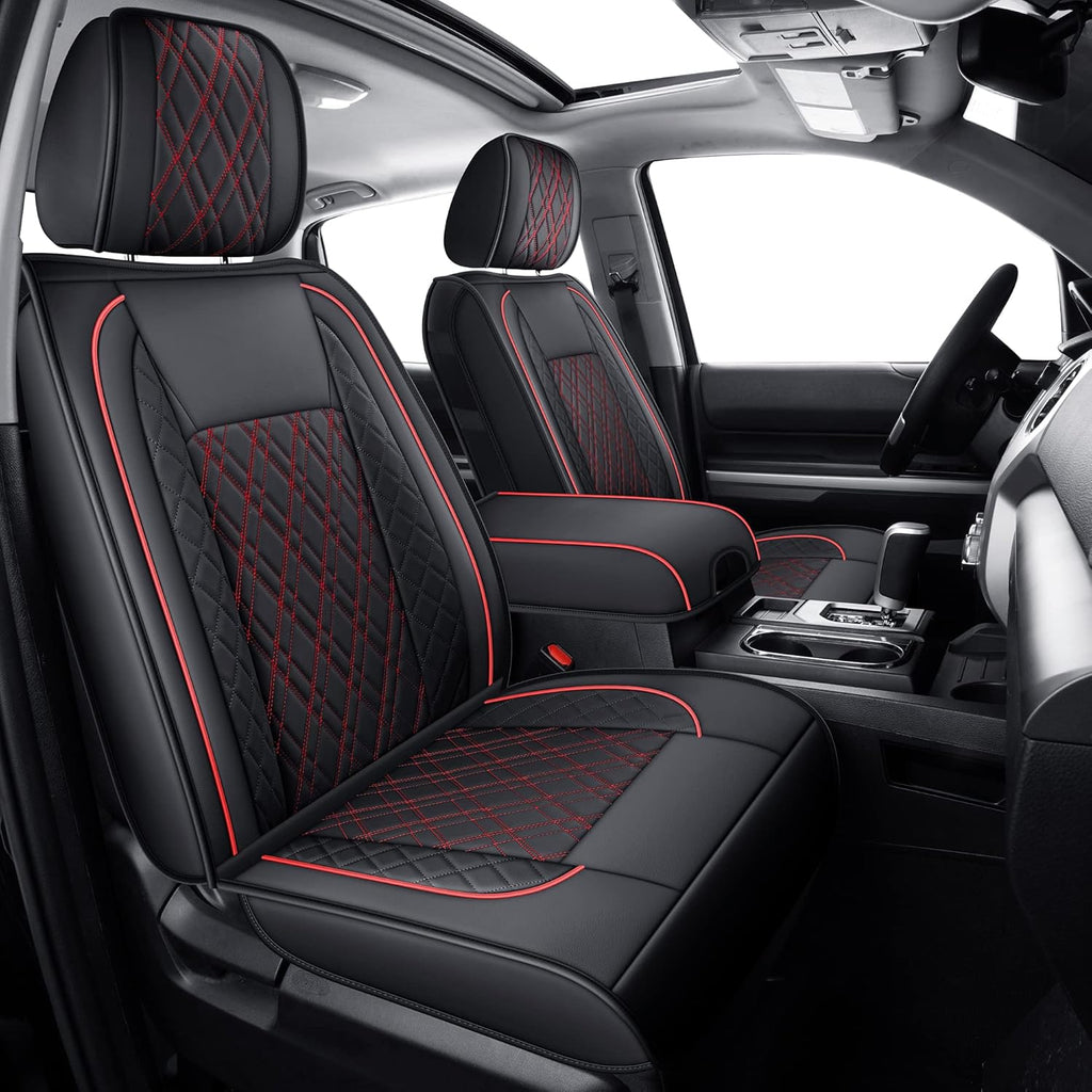 Black & Red Faux Leather Seat Covers J7918
