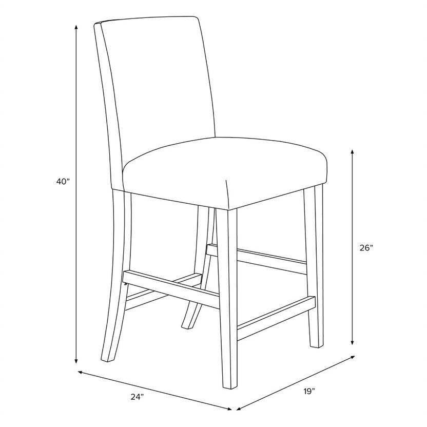 Natural Linen Counter Height Barstool with Brass Nail Buttons U32079
