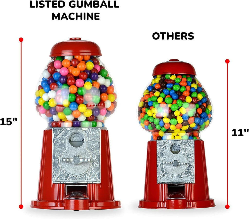 15 Inch Metal Gumball Vending Machine with Stand Q818