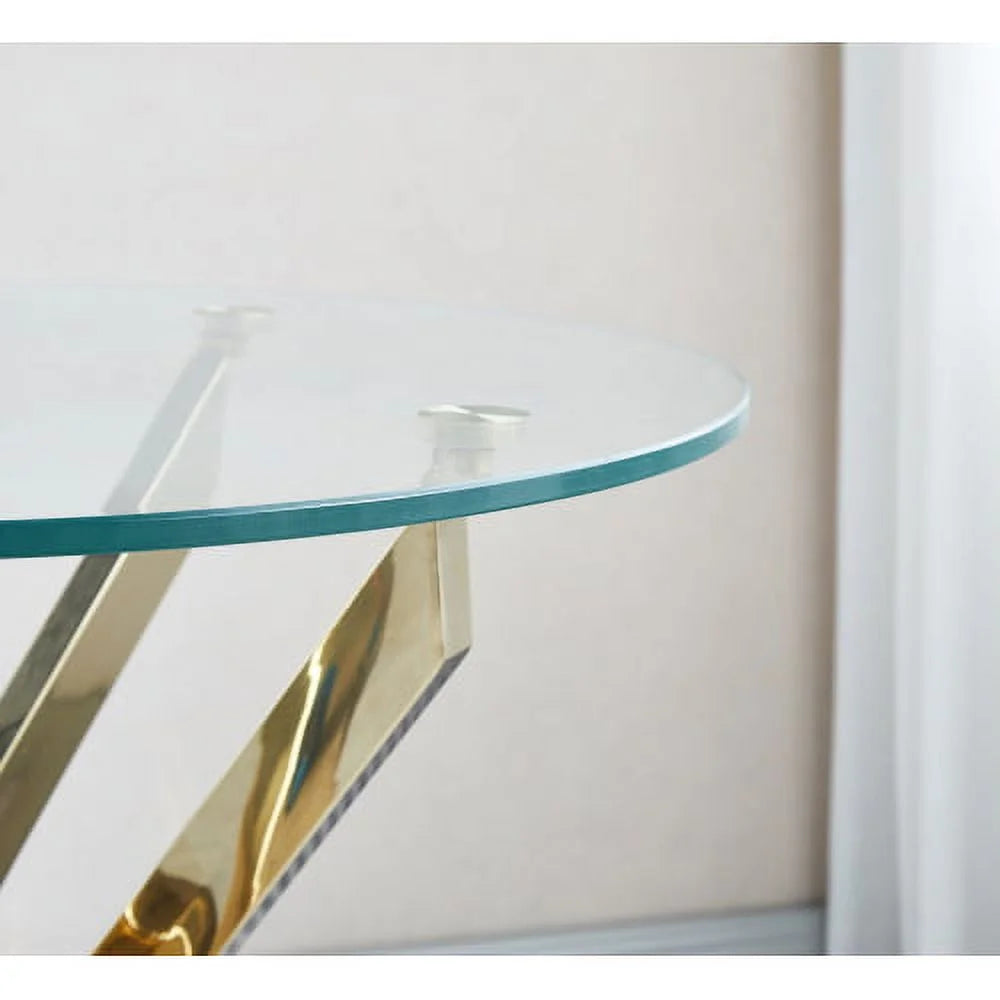 Round Tempered Glass End Table with Chrome Legs V857