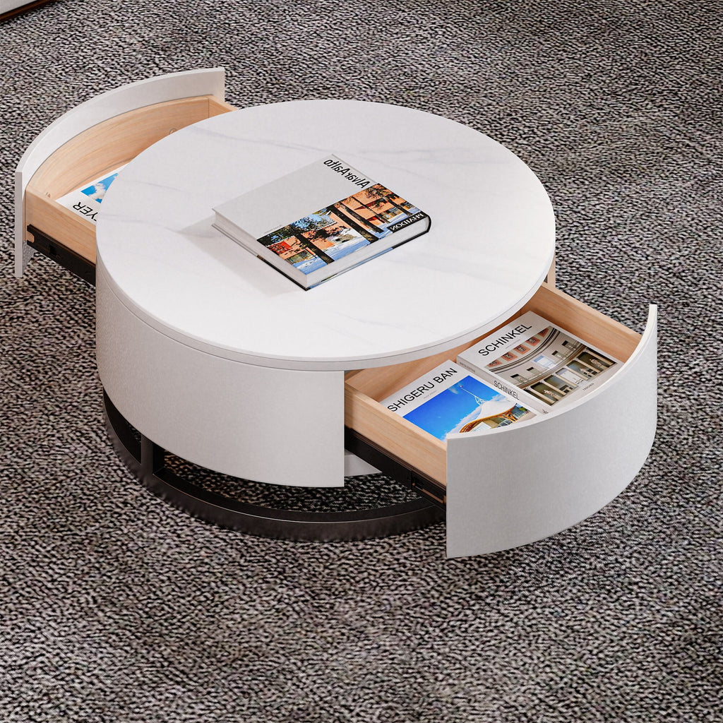 Round Lift-Top Nesting Coffee Table Set with 2 Drawers I770833