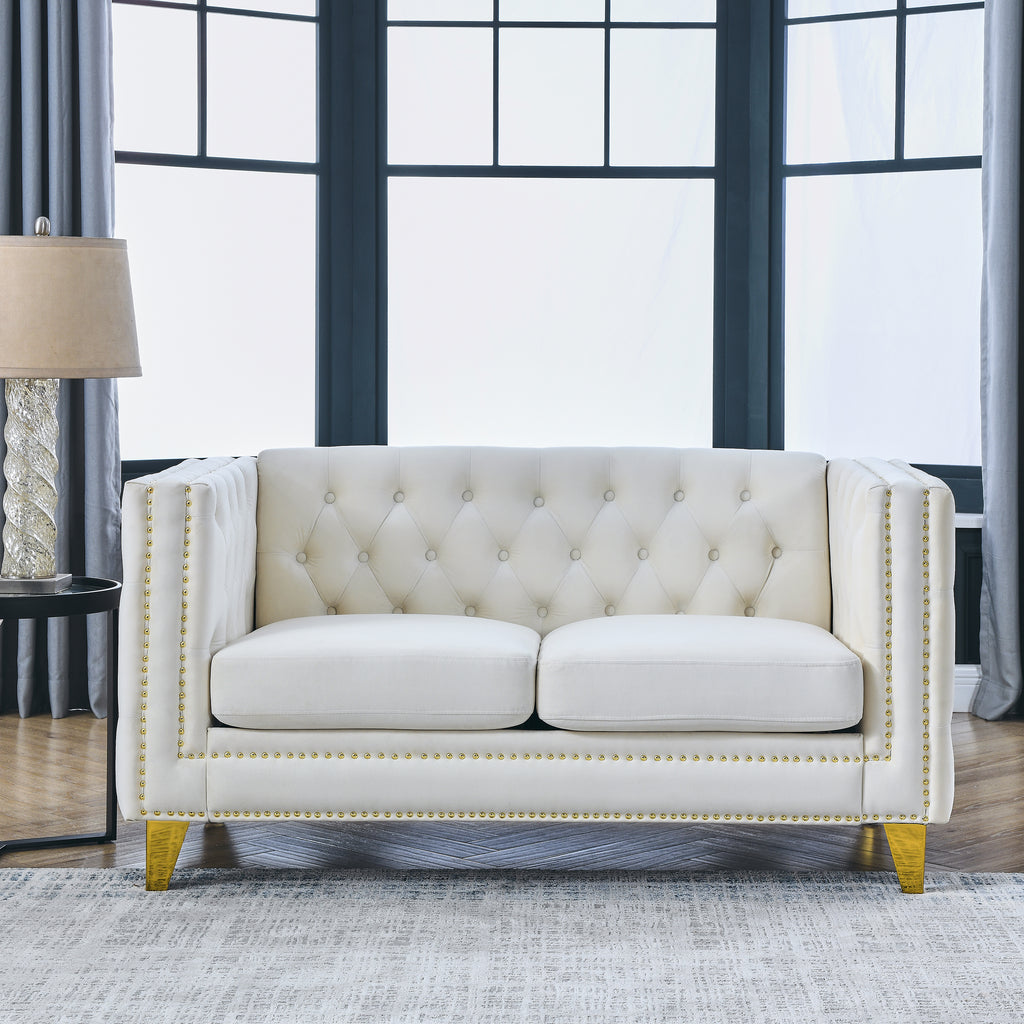 Beige Velvet Sofa M5151