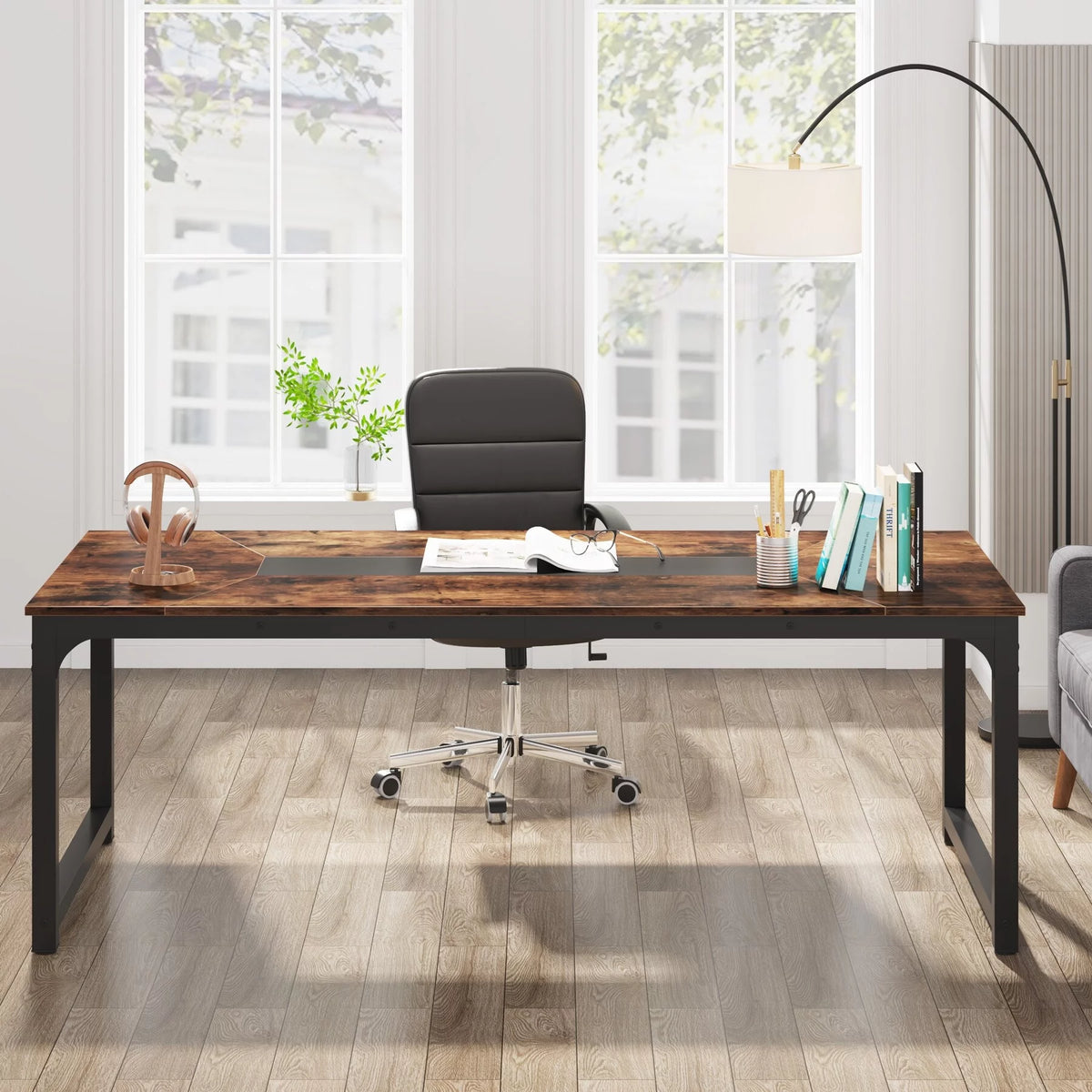 78.7" Rustic Brown Computer Office Desk S18157