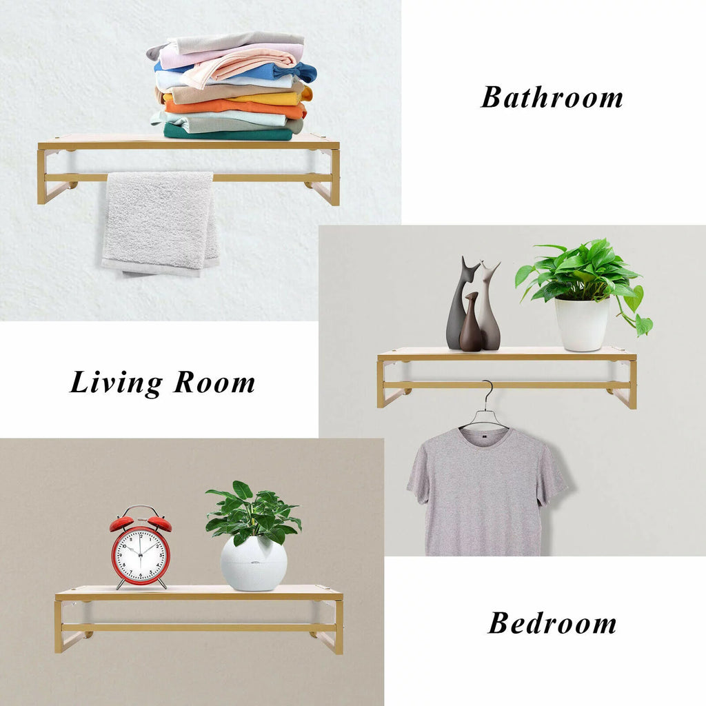Gold Vintage Wall Mounted Clothes Rod Rack G25159