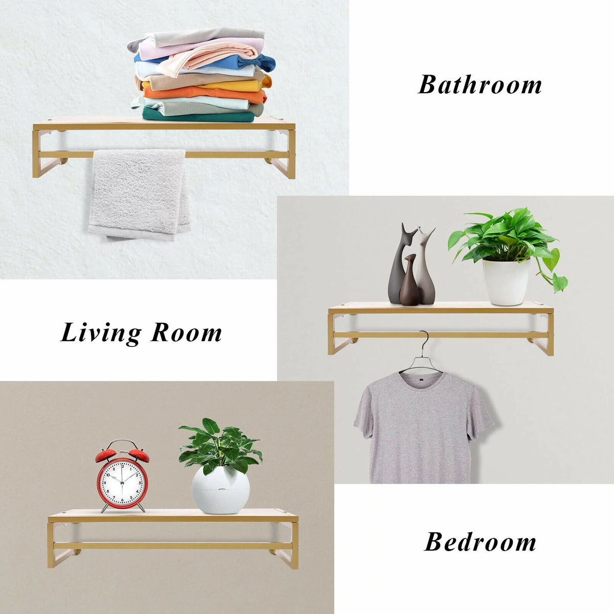 Gold Vintage Wall Mounted Clothes Rod Rack G25159
