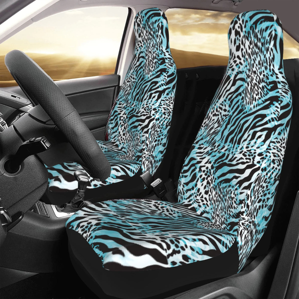 Zebra Leopard Print Car Seat Covers 2 Pack V47308