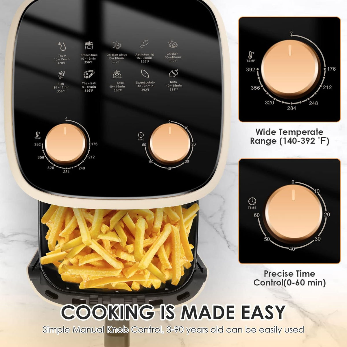 5.8Quart Air Fryer Oven with Viewing Window Non-stick Basket P3981